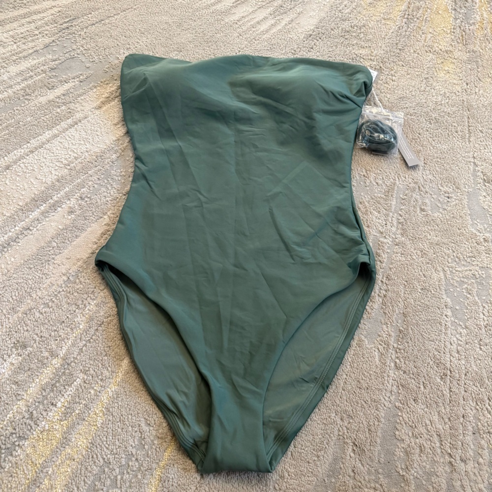 J Crew Gemma bandeau one piece swimsuit Classic Sculpt Green bathing suit 16 new - Picture 4 of 13